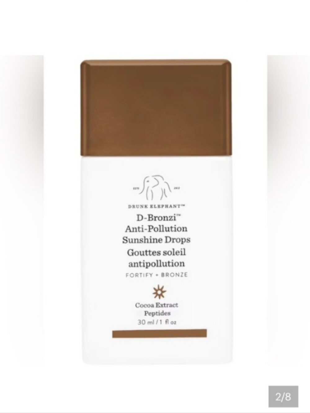 Drunk Elephant D-Bronzi Anti-Pollution Drops — Brown & White Bottle